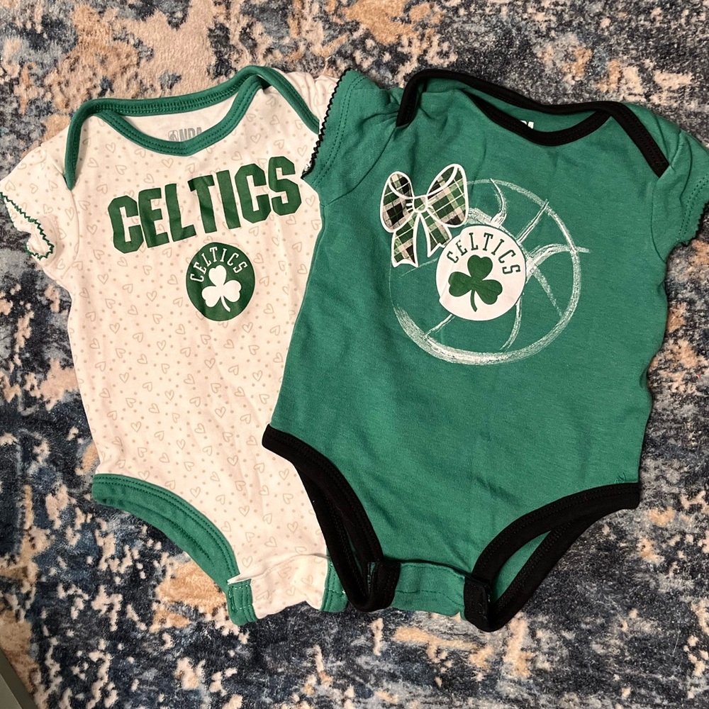 🌸 3 for 25 Boston Celtics Baby Girl Onesies